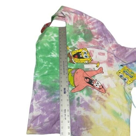 Spongebob Patrick Star BFF Tie Dye Crop Hoodie Rainbow Colorful Friends - Picture 3 of 6